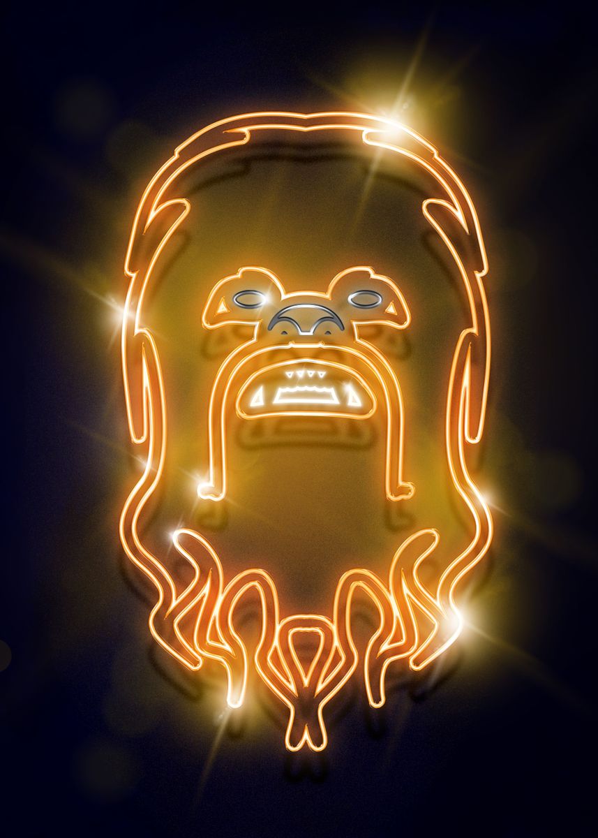 'Chewbacca neon' Poster, picture, metal print, paint by Star Wars ...