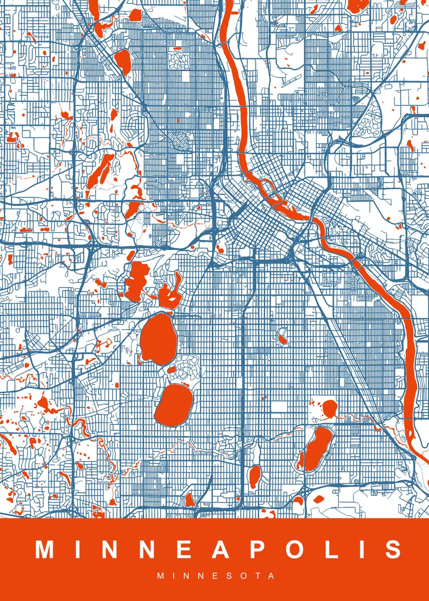 'MINNEAPOLIS Map MINNESOTA' Poster by UrbanMaps Displate