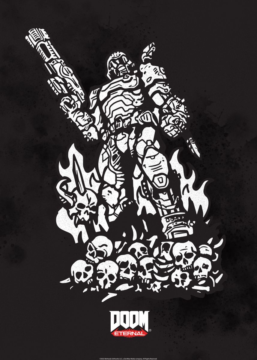 'Black and White Slayer' Poster, picture, metal print, paint by DOOM