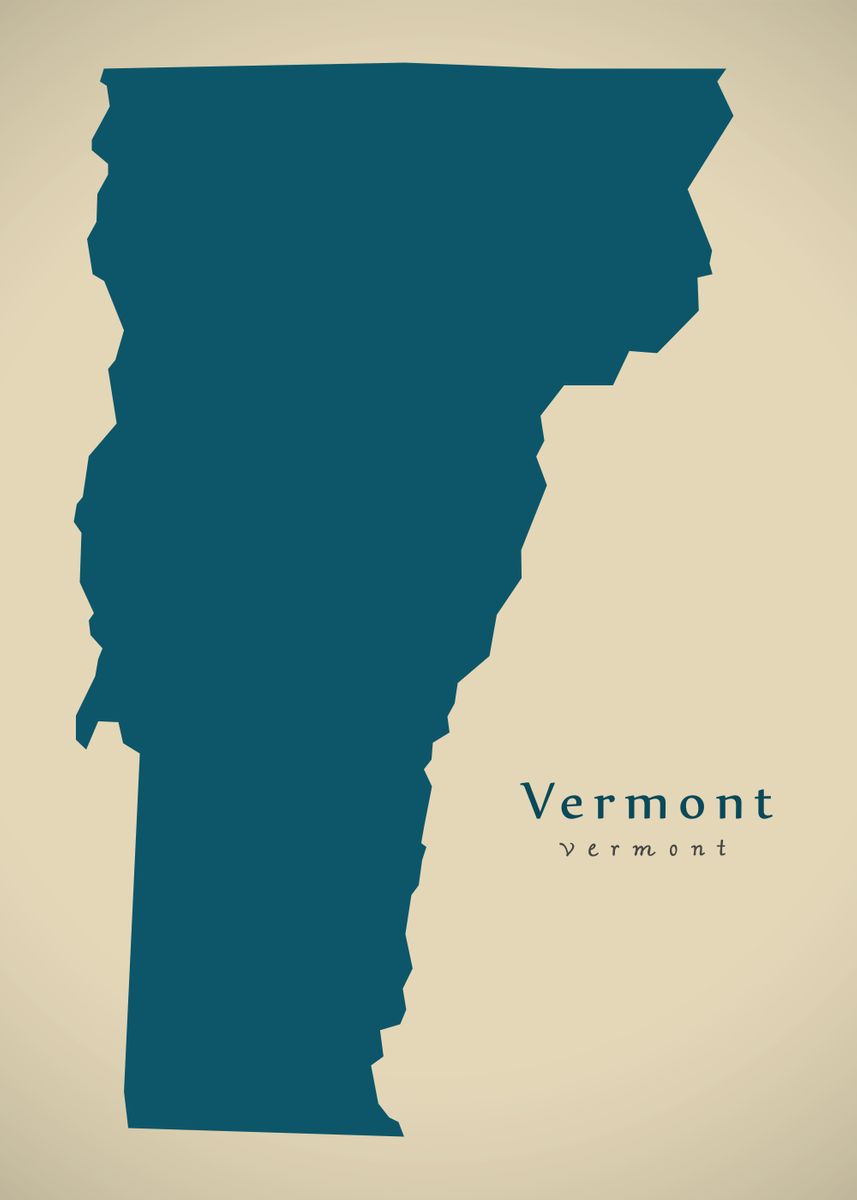 'Vermont federal state map' Poster, picture, metal print, paint by Ingo ...