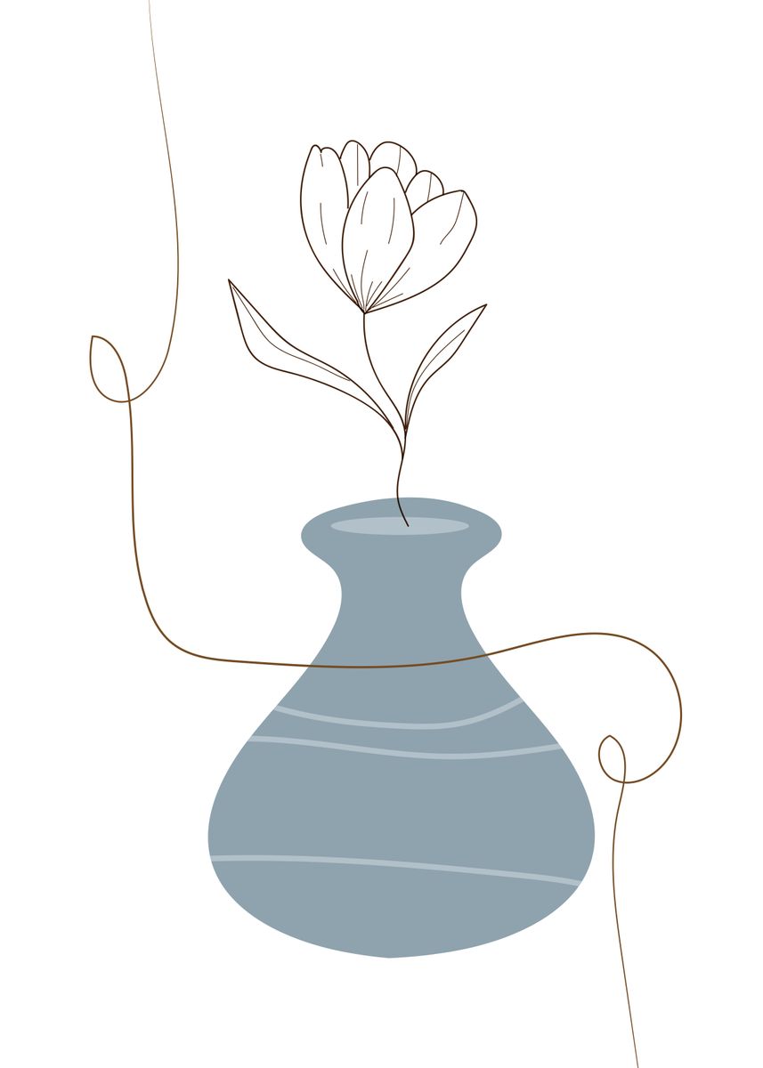 'Flower vase line art' Poster by Human Shadow Displate