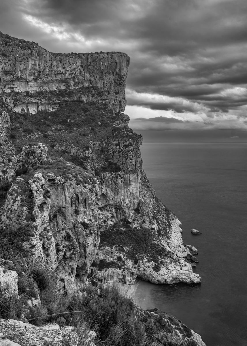 'Black and white cliff' Poster by Vicen Design | Displate
