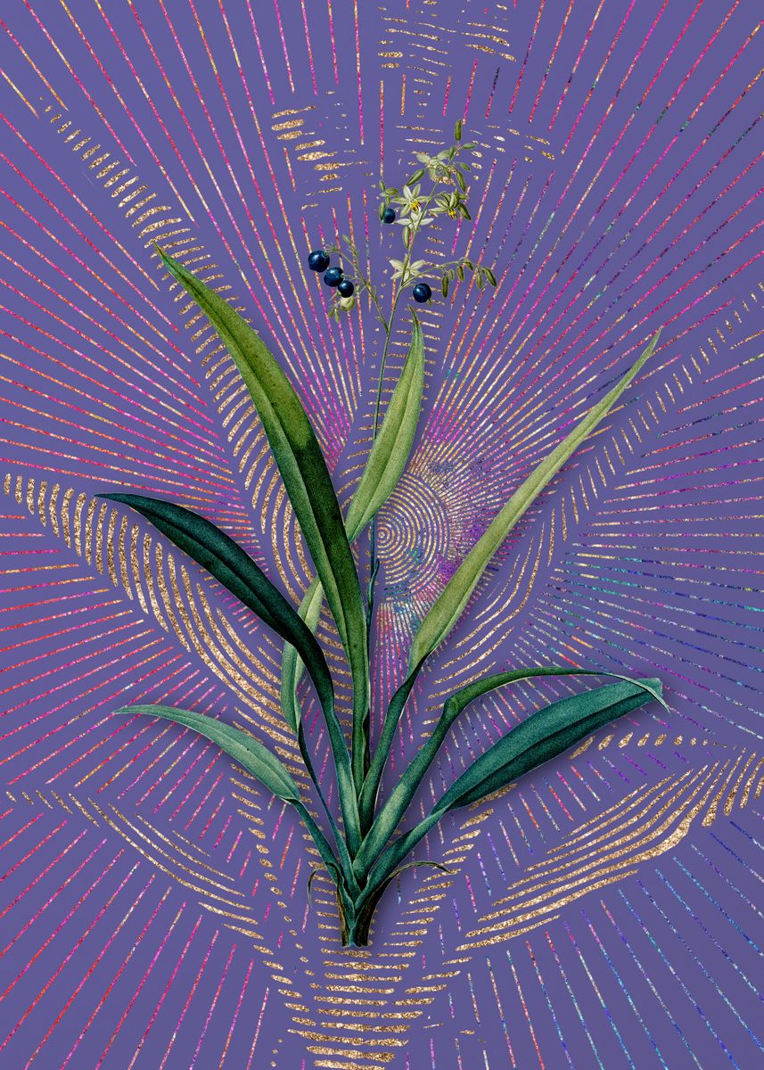'Vintage Flax Lilies Purple' Poster, picture, metal print, paint by ...