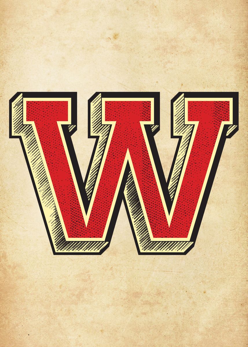 'Vintage Letter W' Poster, picture, metal print, paint by OliArt | Displate