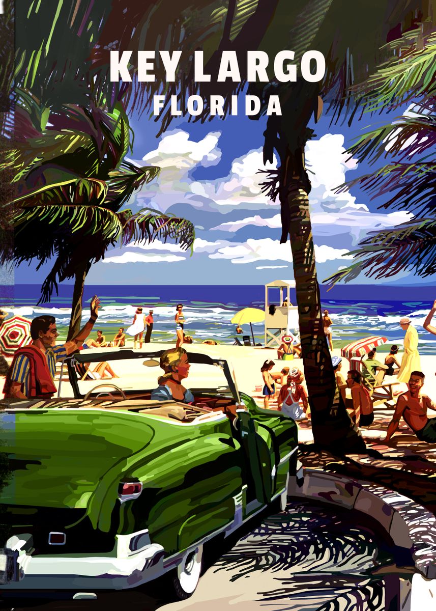 Miami Beach - Florida - Vintage Travel Poster, Retro Posters