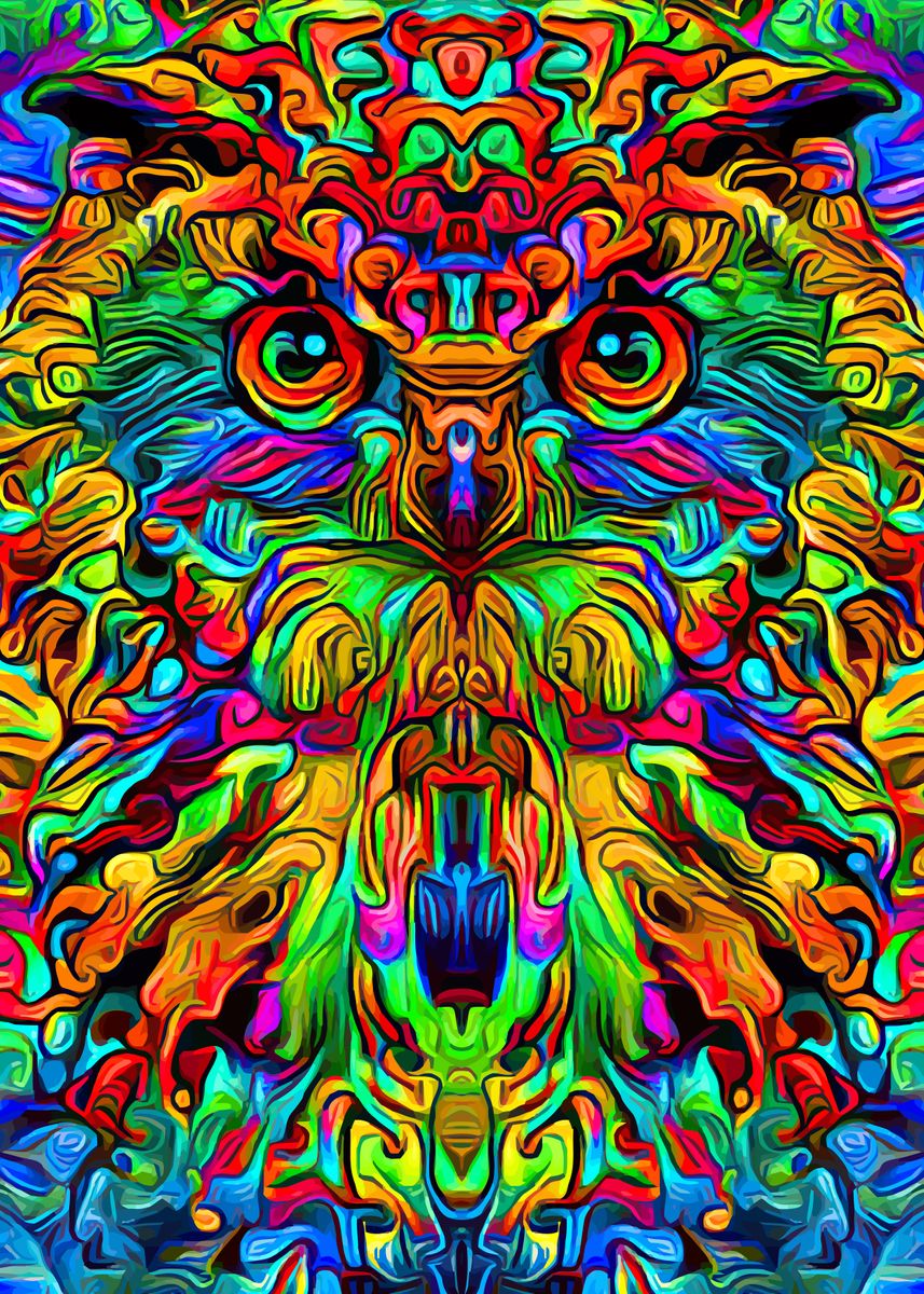 Owl Psychedelic Art' Poster by MasterHead | Displate