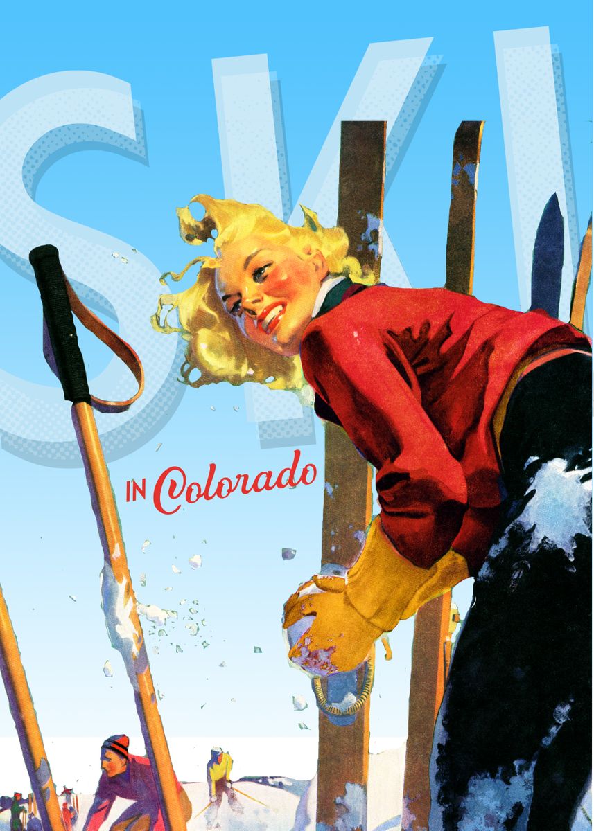 ‘Ski in Colorado’ Poster, picture, metal print, paint by American