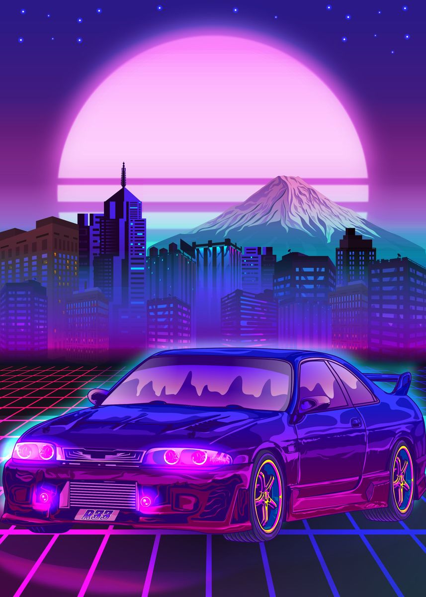 'Skyline Gtr R33' Poster, picture, metal print, paint by Ilhamqrov ...