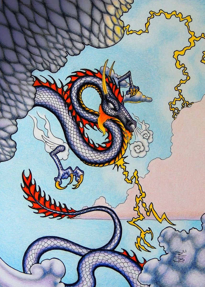 'Storm Dragon' Poster, picture, metal print, paint by Robert Ball ...