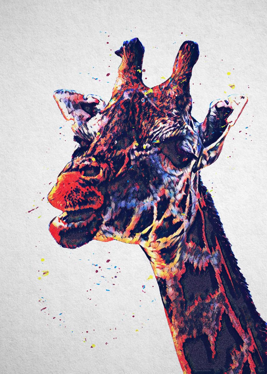 'Giraffe paint' Poster, picture, metal print, paint by Johann Brangeon ...