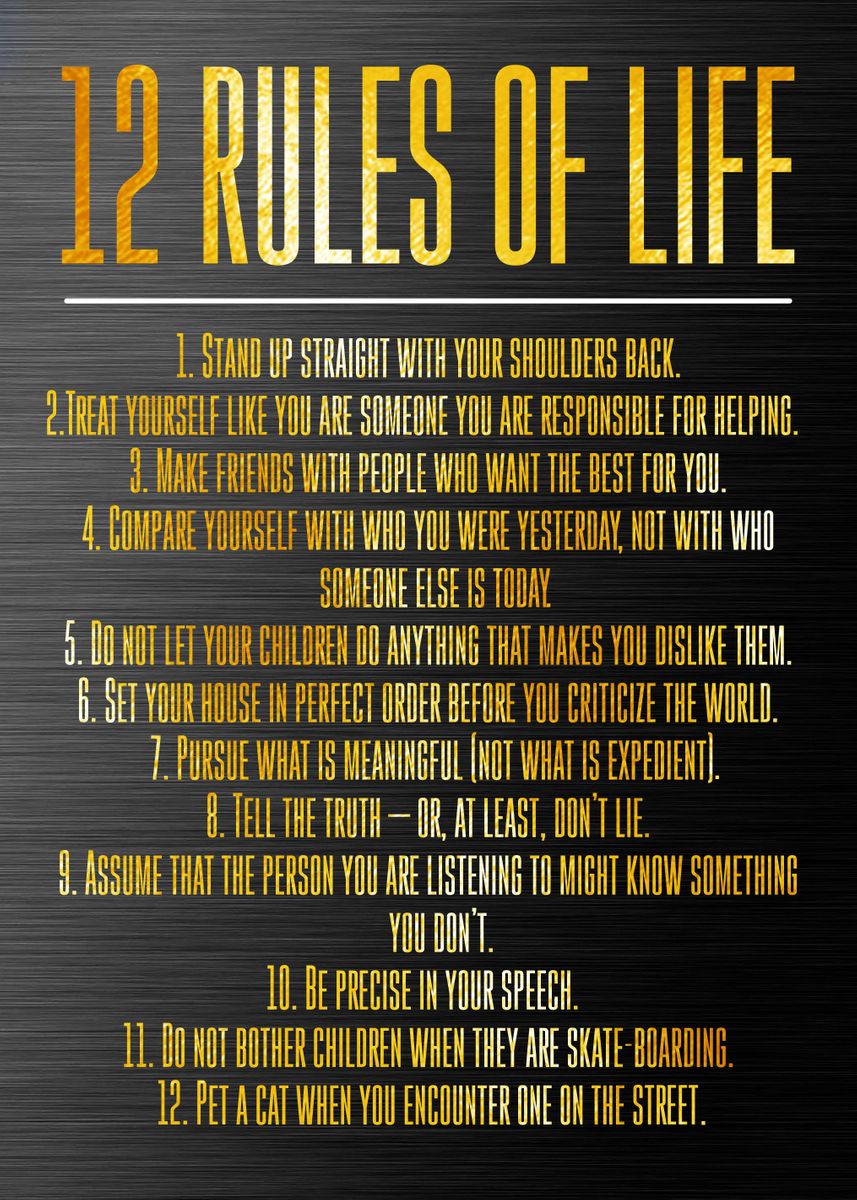 '12 rules of life' Poster, picture, metal print, paint by Bestselling ...