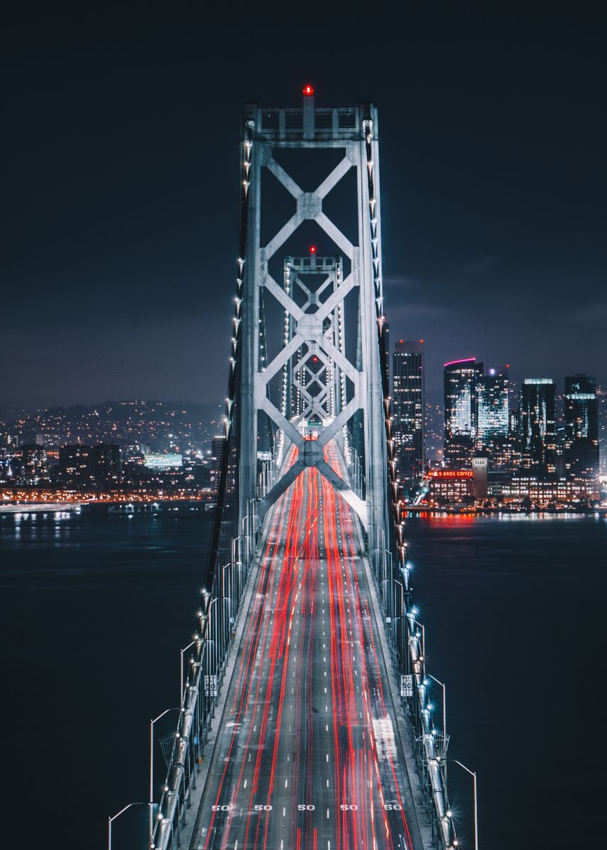 'Bay Bridge' Poster, picture, metal print, paint by Jeremy James | Displate