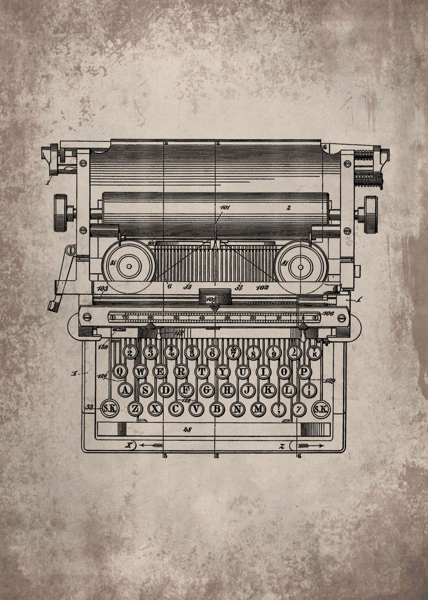 'Vintage Typewriter' Poster by XandYart Displate