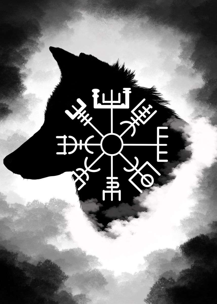 'Odin wolf Viking rune' Poster, picture, metal print, paint by Aiden ...