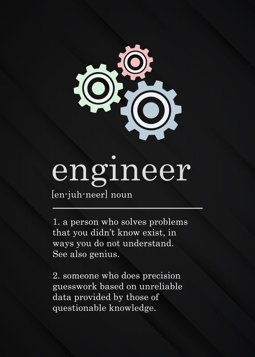 Funny Engineer Definition Poster Picture Metal Print Paint By 84pixeldesign Displate