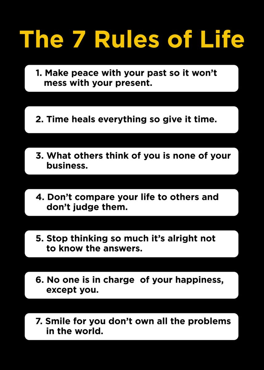 7-rules-of-life-poster-picture-metal-print-paint-by-top-collection