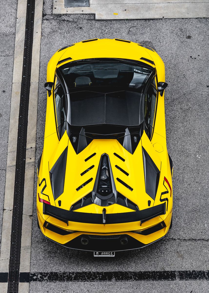 'Wild Yellow Lamborghini' Poster, picture, metal print, paint by Aiden ...