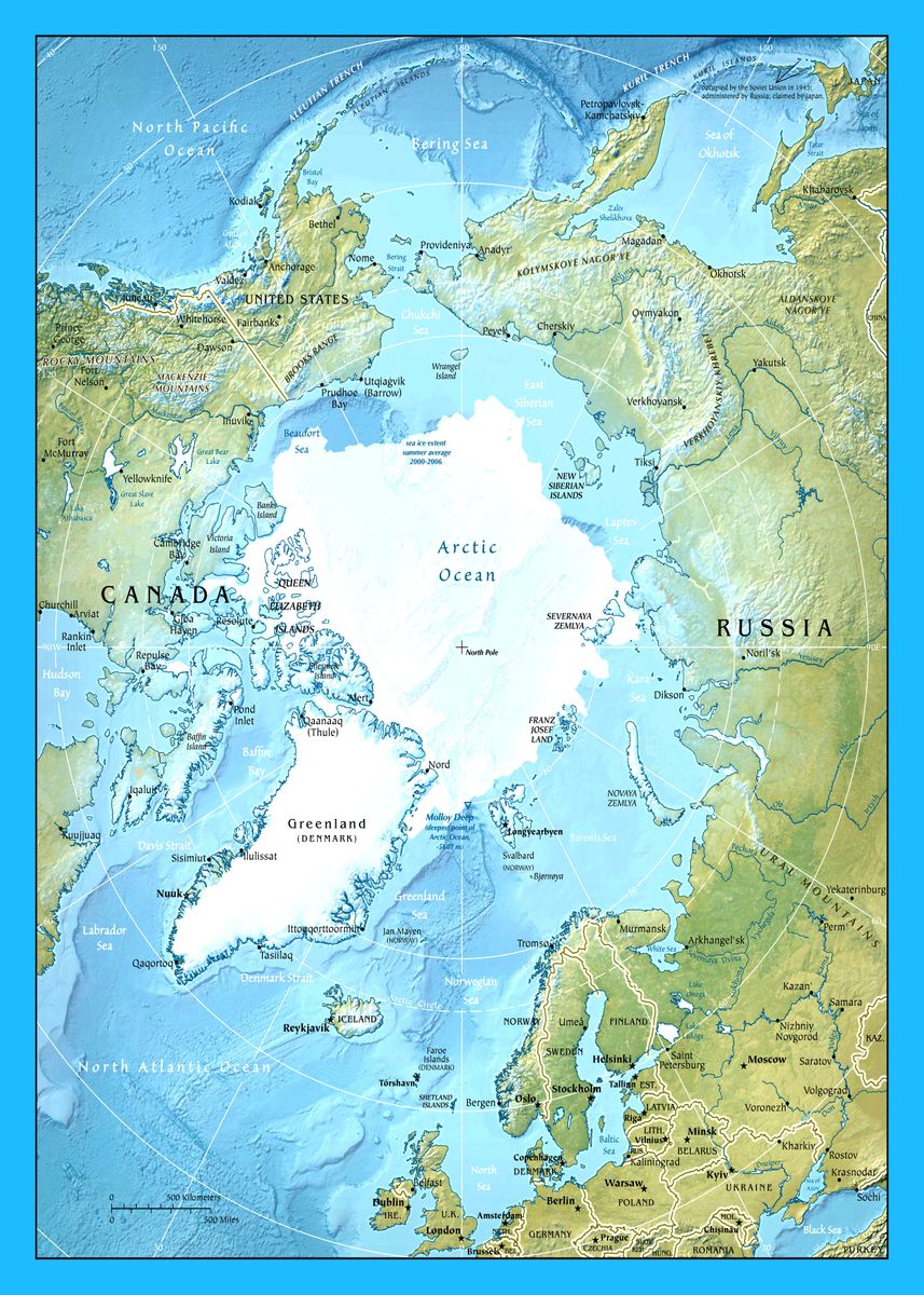 'Arctic Region Map' Poster, picture, metal print, paint by Sam Kal ...