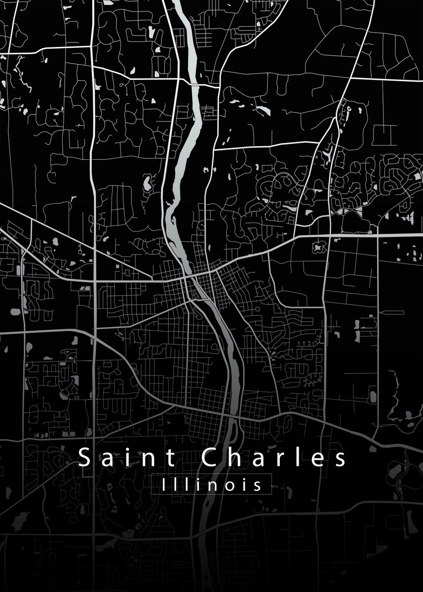 'Saint Charles City Map' Poster by Robin Niemczyk Displate