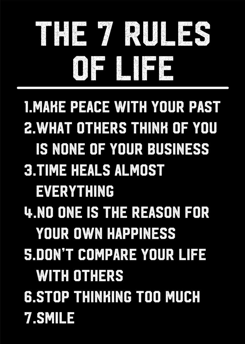 'the 7 rules of life' Poster, picture, metal print, paint by Top ...