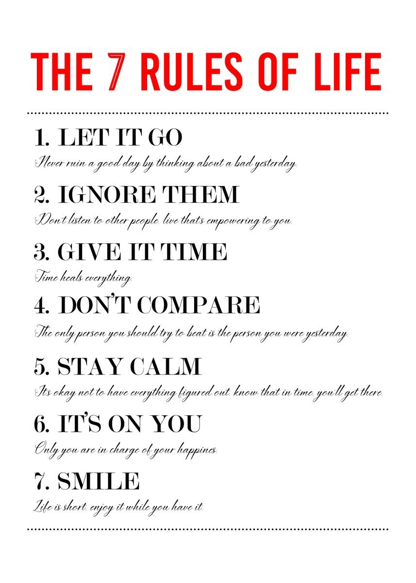 'seven Rules Of Life' Poster By Top Collection Posters 