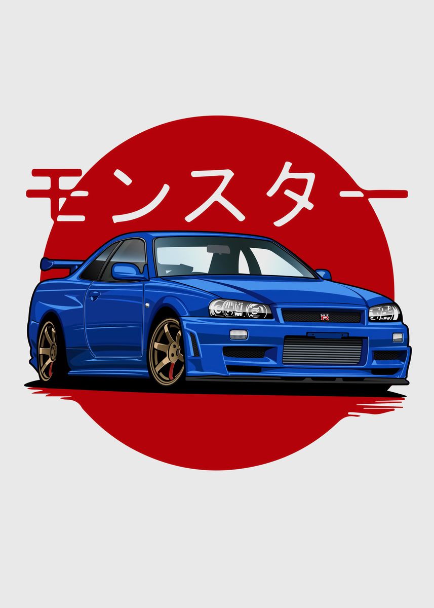 Nissan GTR R34' Poster by Faissal Thomas | Displate