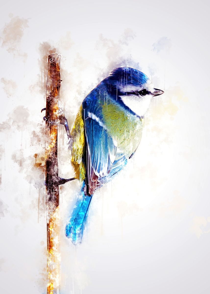 &lsquo;Bird on twig&rsquo; Poster by Cornel Vlad | Displate