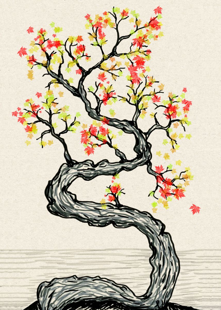 'Crooked tree' Poster, picture, metal print, paint by Bianca Wisseloo ...