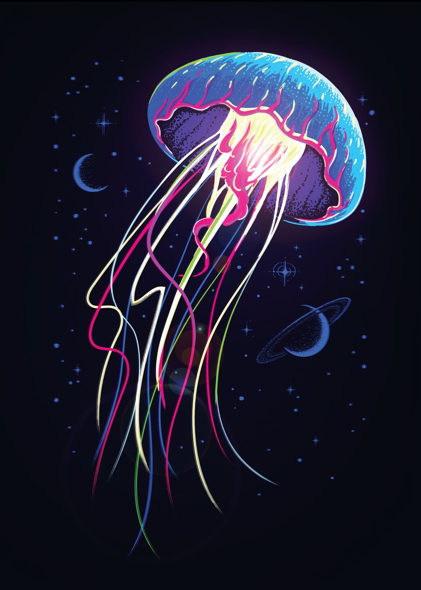 'Cosmic Jellyfish' Poster, picture, metal print, paint by Grant Shepley ...