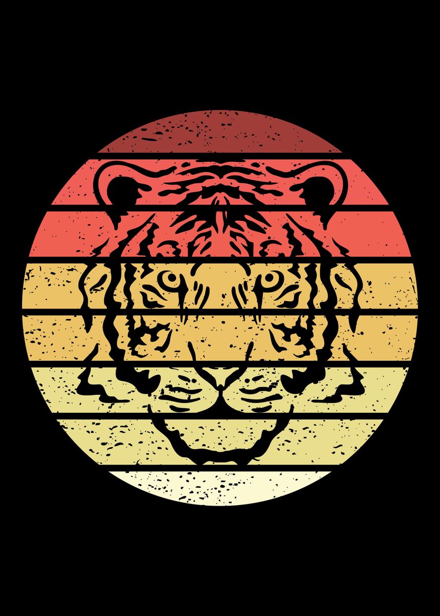 'Tiger Retro Vintage' Poster, picture, metal print, paint by royalsigns ...