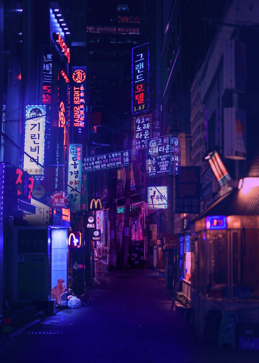 'Neon Alley' Poster by Shaheen Khan | Displate
