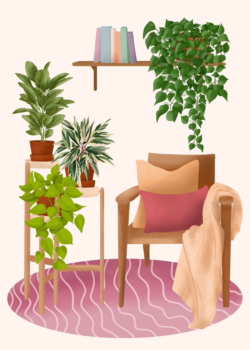 'Plants in room' Poster by Gush Art Studio | Displate