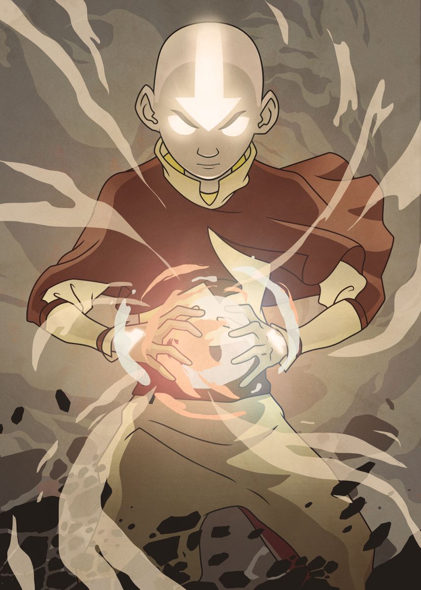 Aang All authentic Four Elements Poster Painting canvas 20*30inch