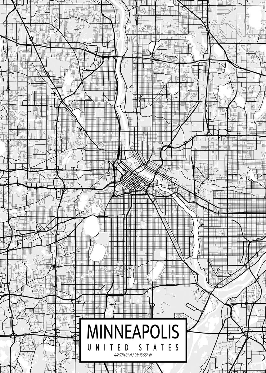 'Minneapolis City Map Light' Poster by deMAP Studio Displate