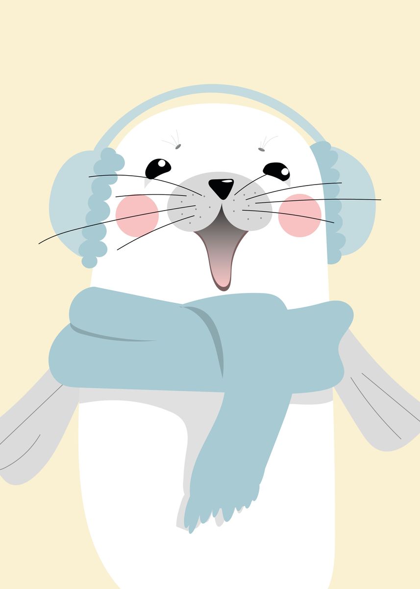 'cute Seal' Poster, Picture, Metal Print, Paint By Hitsuji 