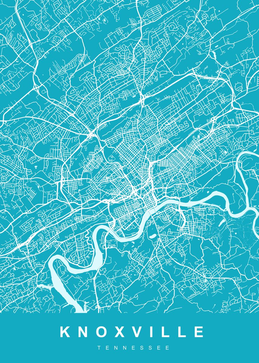 'KNOXVILLE Map TENNESSEE' Poster by UrbanMaps Displate