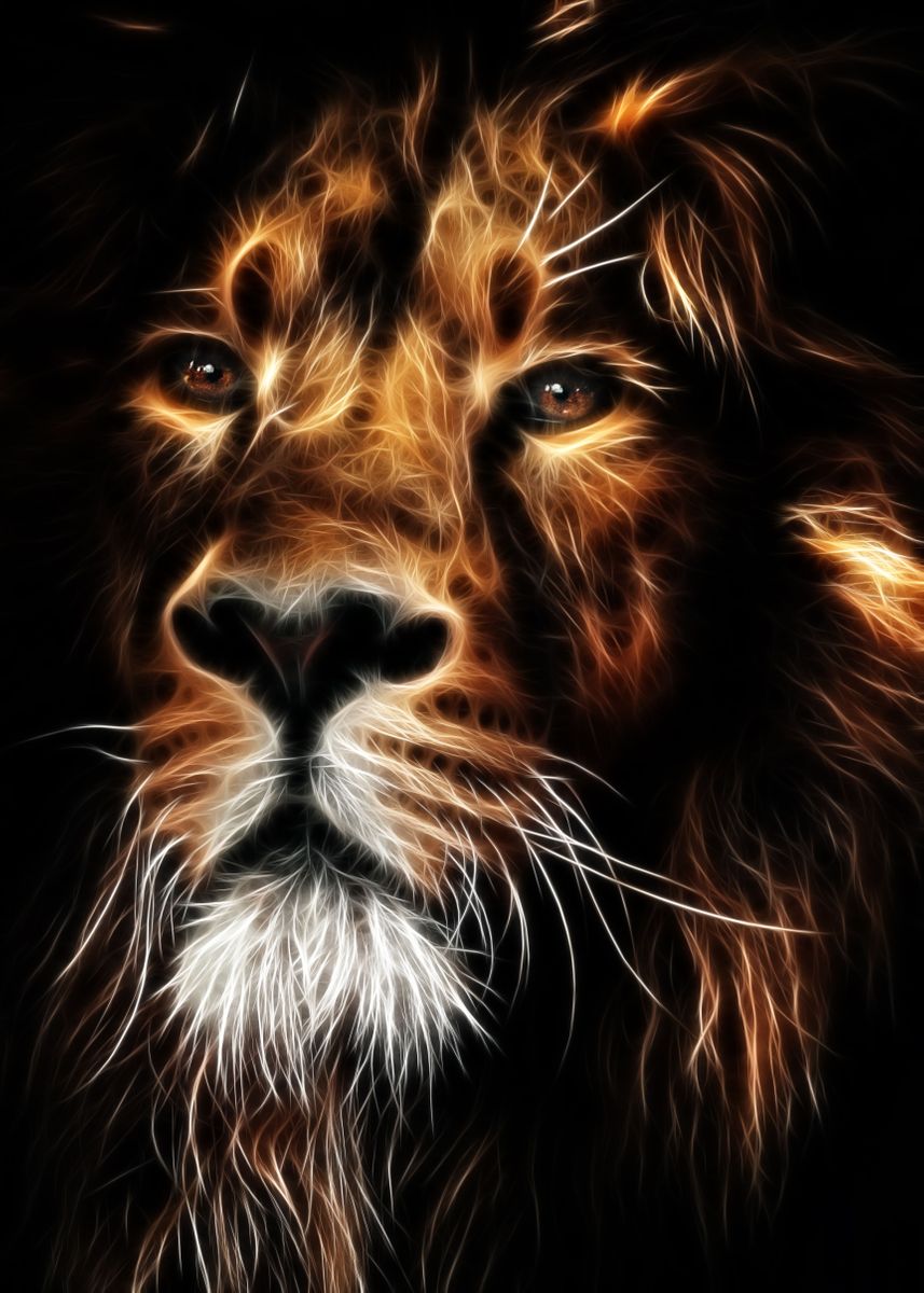 'Lion' Poster, picture, metal print, paint by Hasnaa Art | Displate