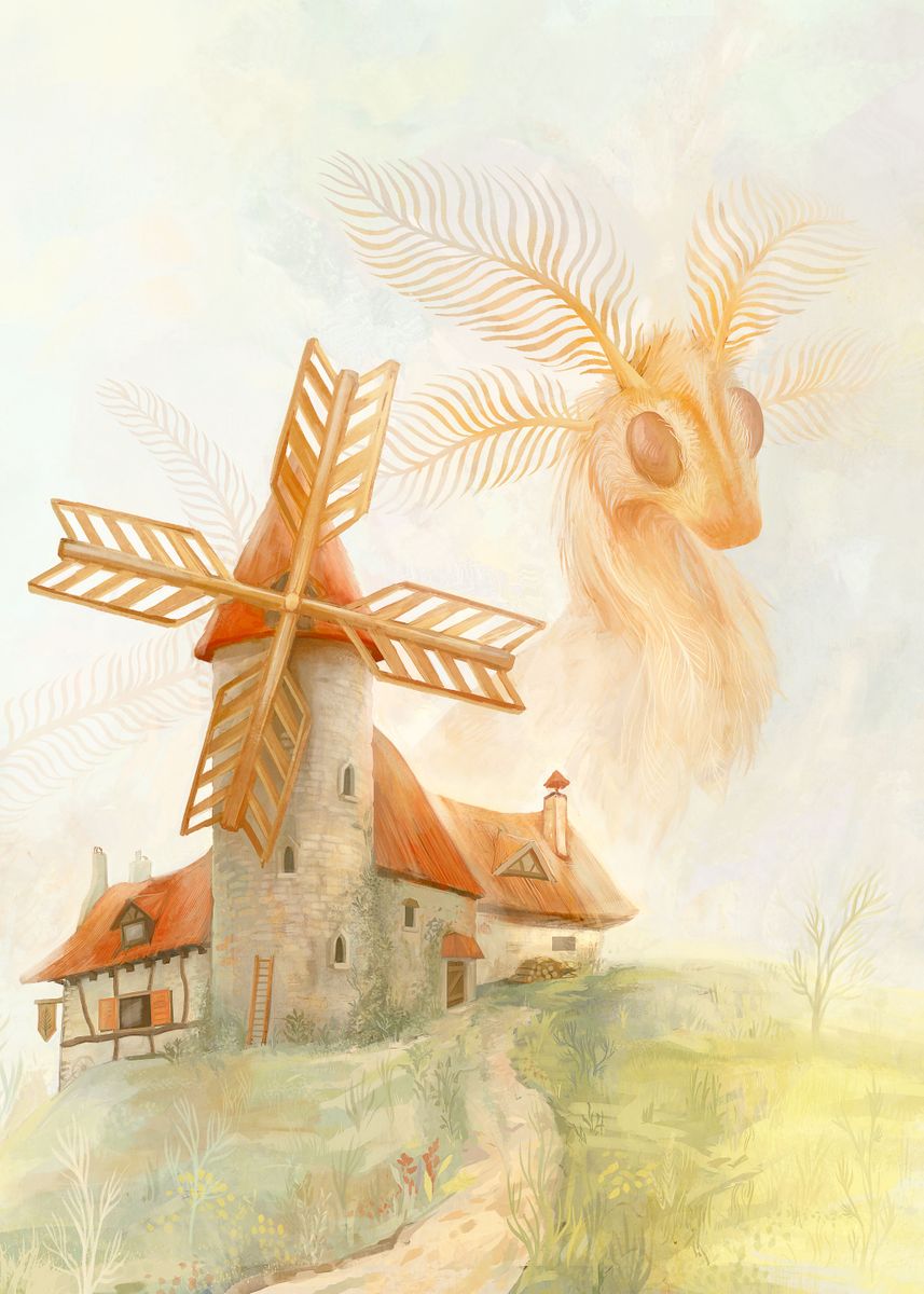 'Windmill Guardian' Poster by Margot Zussy | Displate