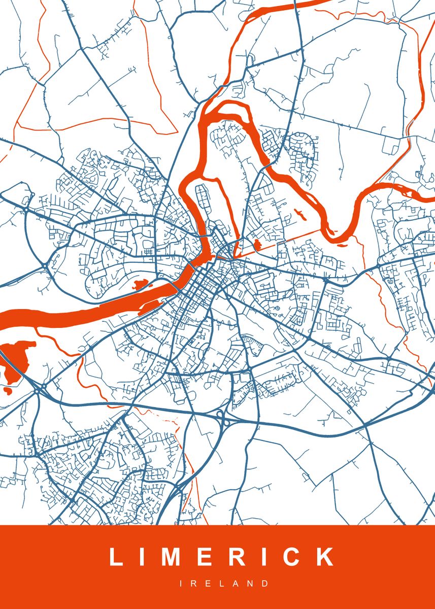 'LIMERICK Map IRELAND' Poster by UrbanMaps | Displate