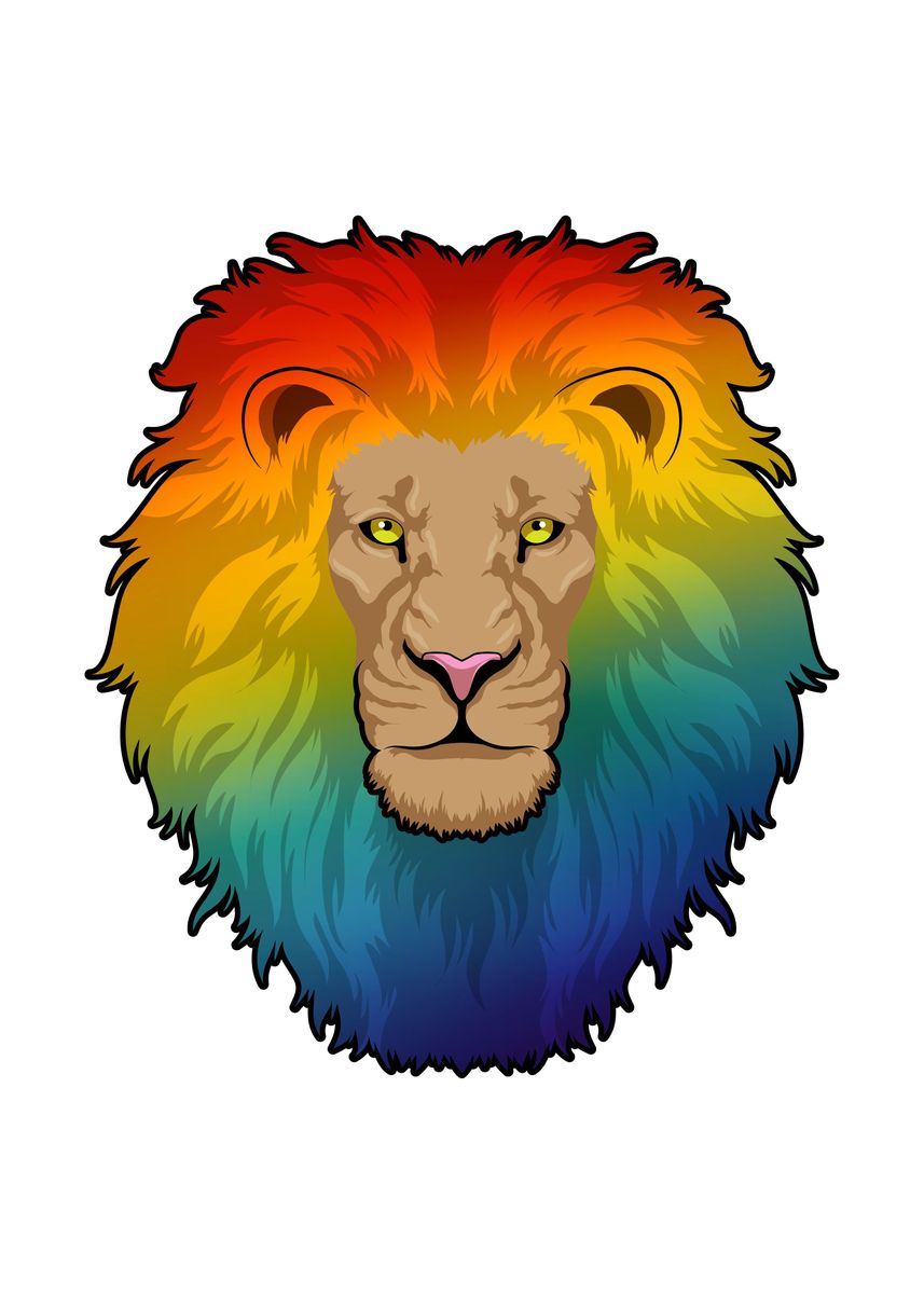 Lion Rainbow Colours' Poster by Markus Schnabel | Displate
