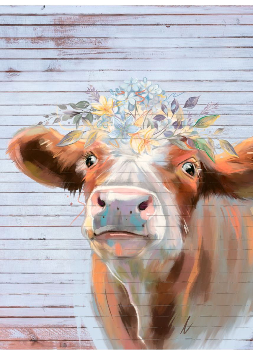 'Farmhouse Cow' Poster by Haus and Hues | Displate