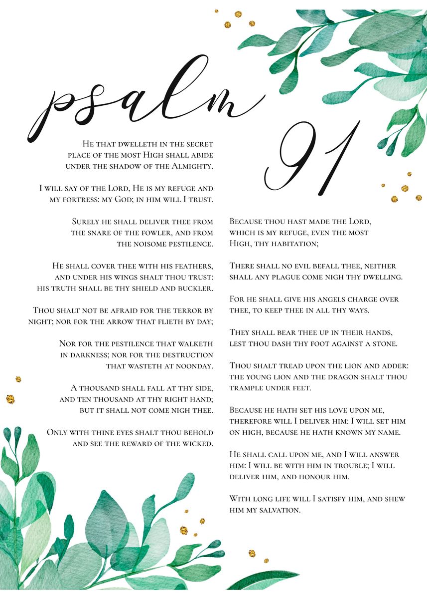 'psalm 91 Prayer' Poster, Picture, Metal Print, Paint By Haus And Hues 