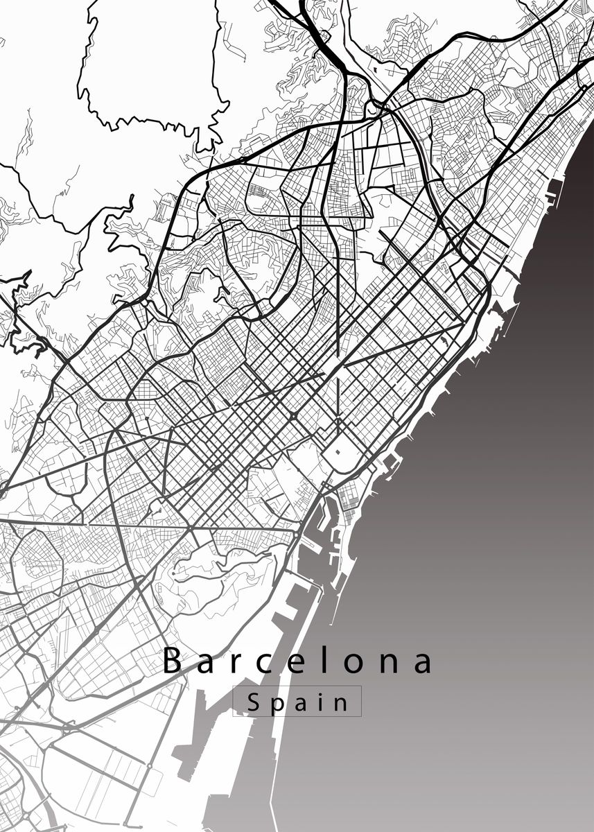 'Barcelona City Map' Poster, picture, metal print, paint by Mapique ...