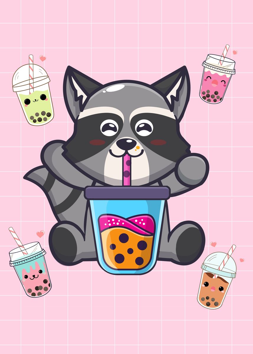 Kawaii Panda Boba Milk Tea' Poster, picture, metal print, paint by  AestheticAlex