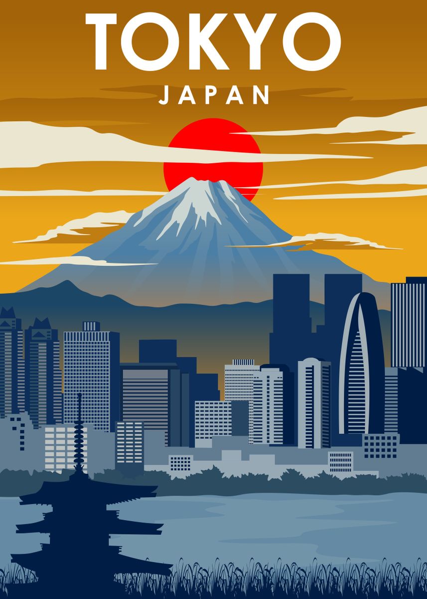 tokyo vintage travel poster