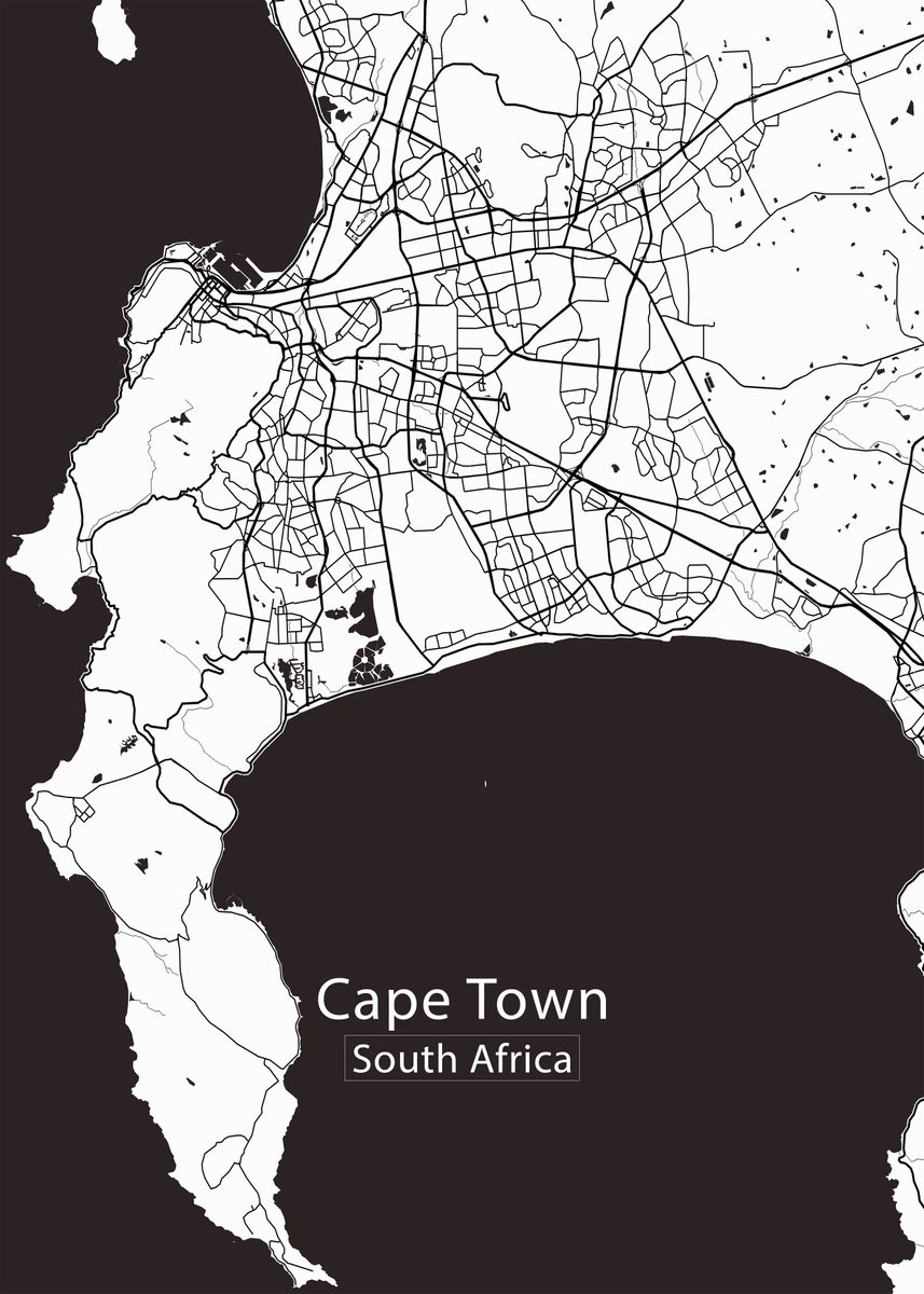 'Cape Town City Map' Poster, picture, metal print, paint by Mapique ...