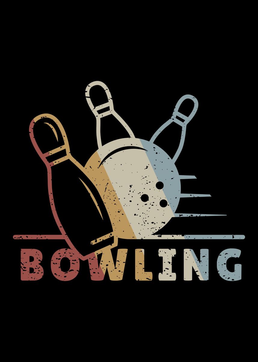 'Bowling Retro Vintage' Poster, picture, metal print, paint by ...