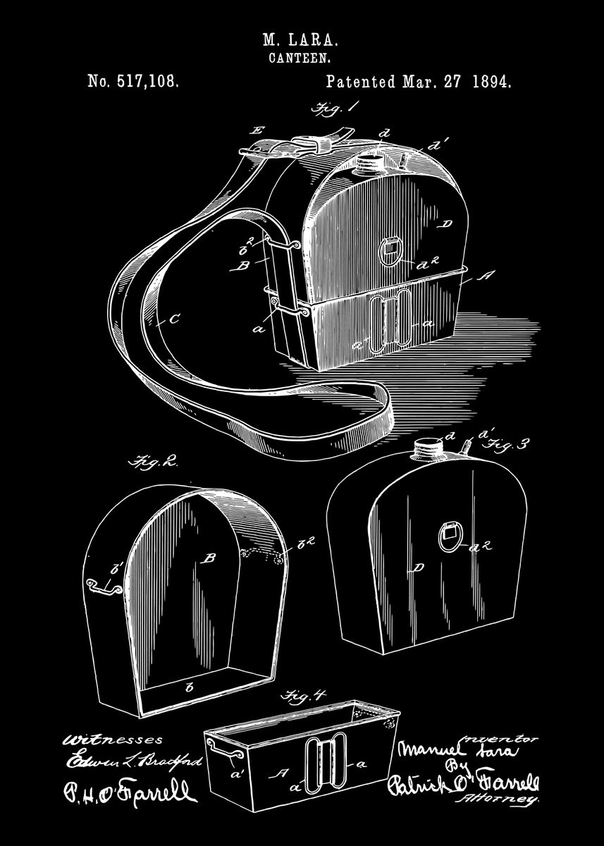 'Canteen Patent' Poster by Sam Kal Displate