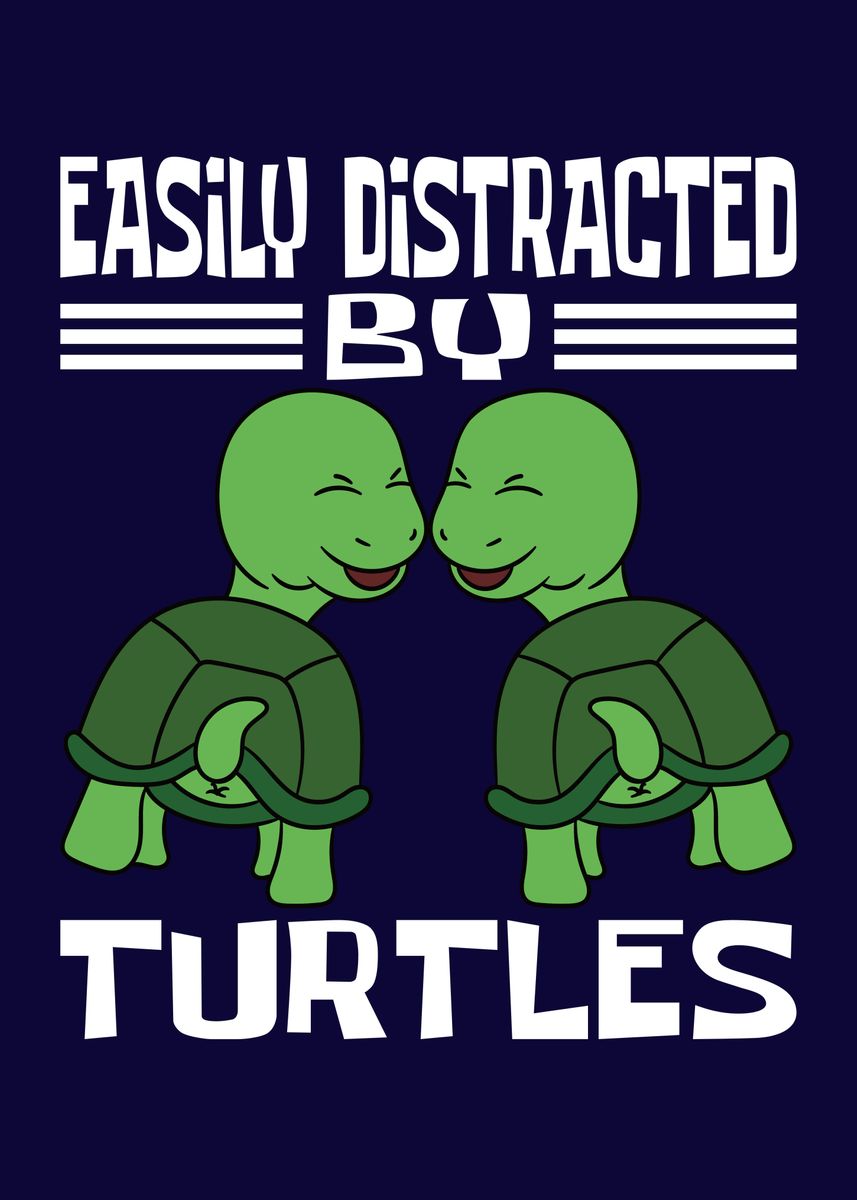 'Distracted By Turtles' Poster, picture, metal print, paint by MzumO ...