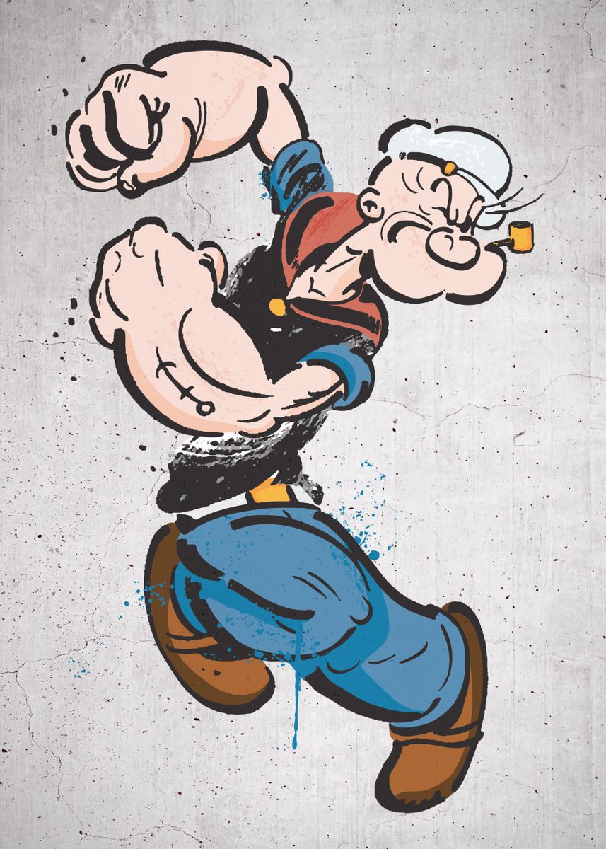 'Angry Popeye' Poster, picture, metal print, paint by Popeye Displate